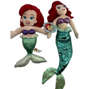 Disney Parks Little Mermaid Ariel Plush Lot 2 Fairytale Beginnings Sequin Tail